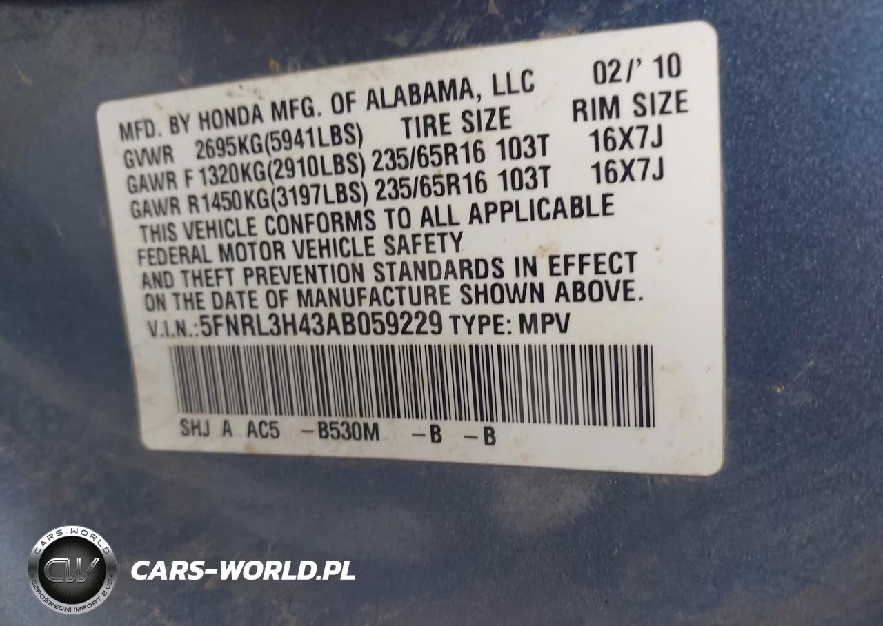 2010 Honda Odyssey Ex VIN:5FNRL3H43AB059229 - 9