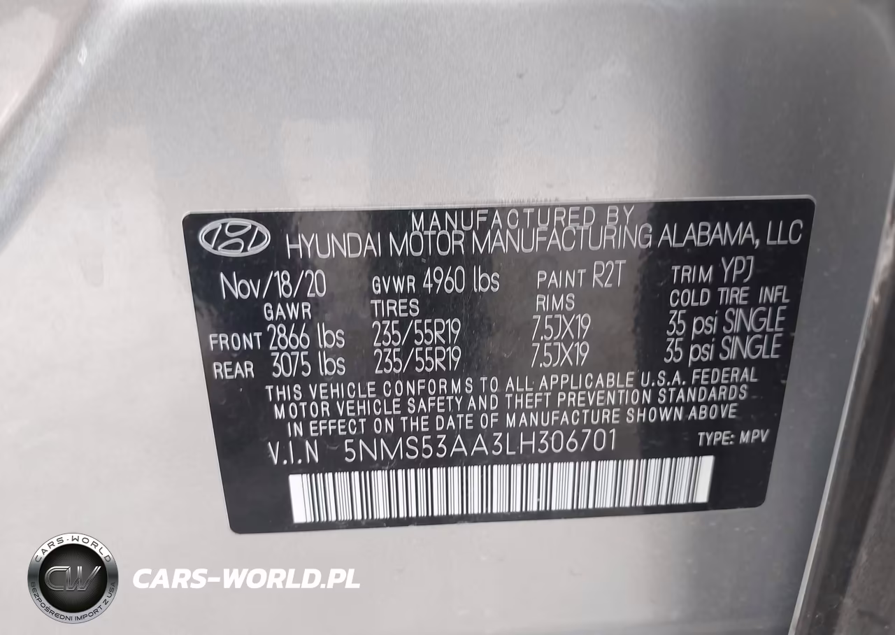 2020 Hyundai Santa Fe Limited 2.0T VIN:5NMS53AA3LH306701 - 9