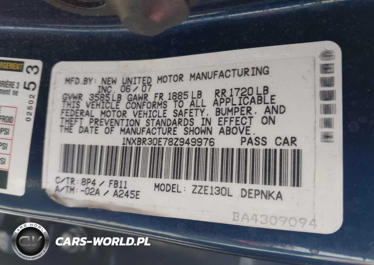 2008 Toyota Corolla Le VIN:1NXBR30E78Z949976 - 9
