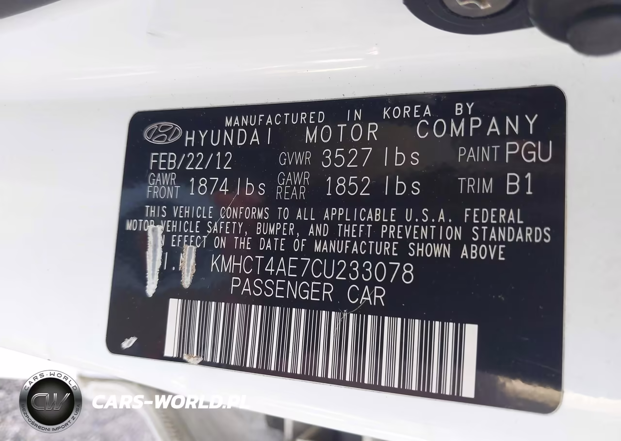2012 Hyundai Accent Gls VIN:KMHCT4AE7CU233078 - 9