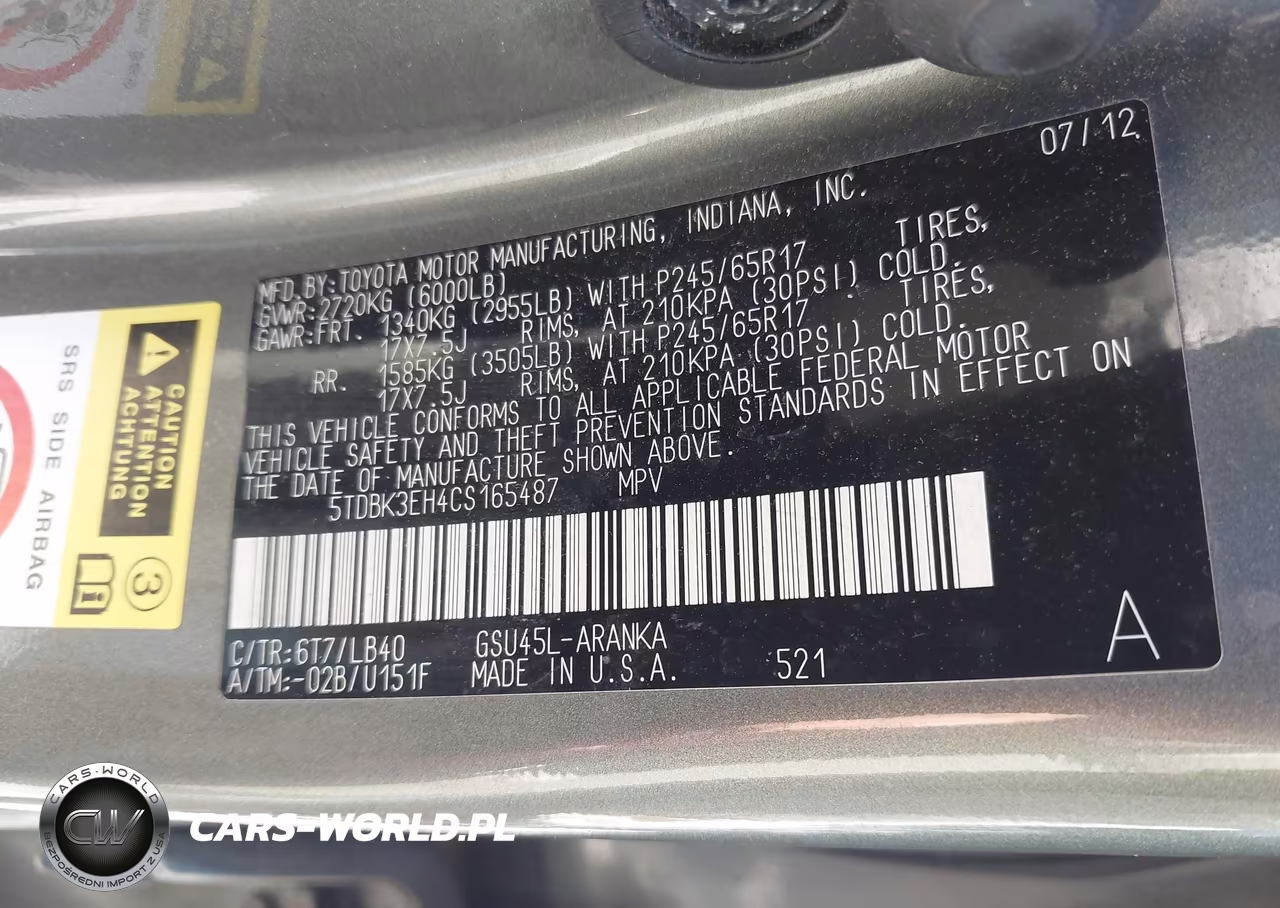 2012 Toyota Highlander Se V6 VIN:5TDBK3EH4CS165487 - 9