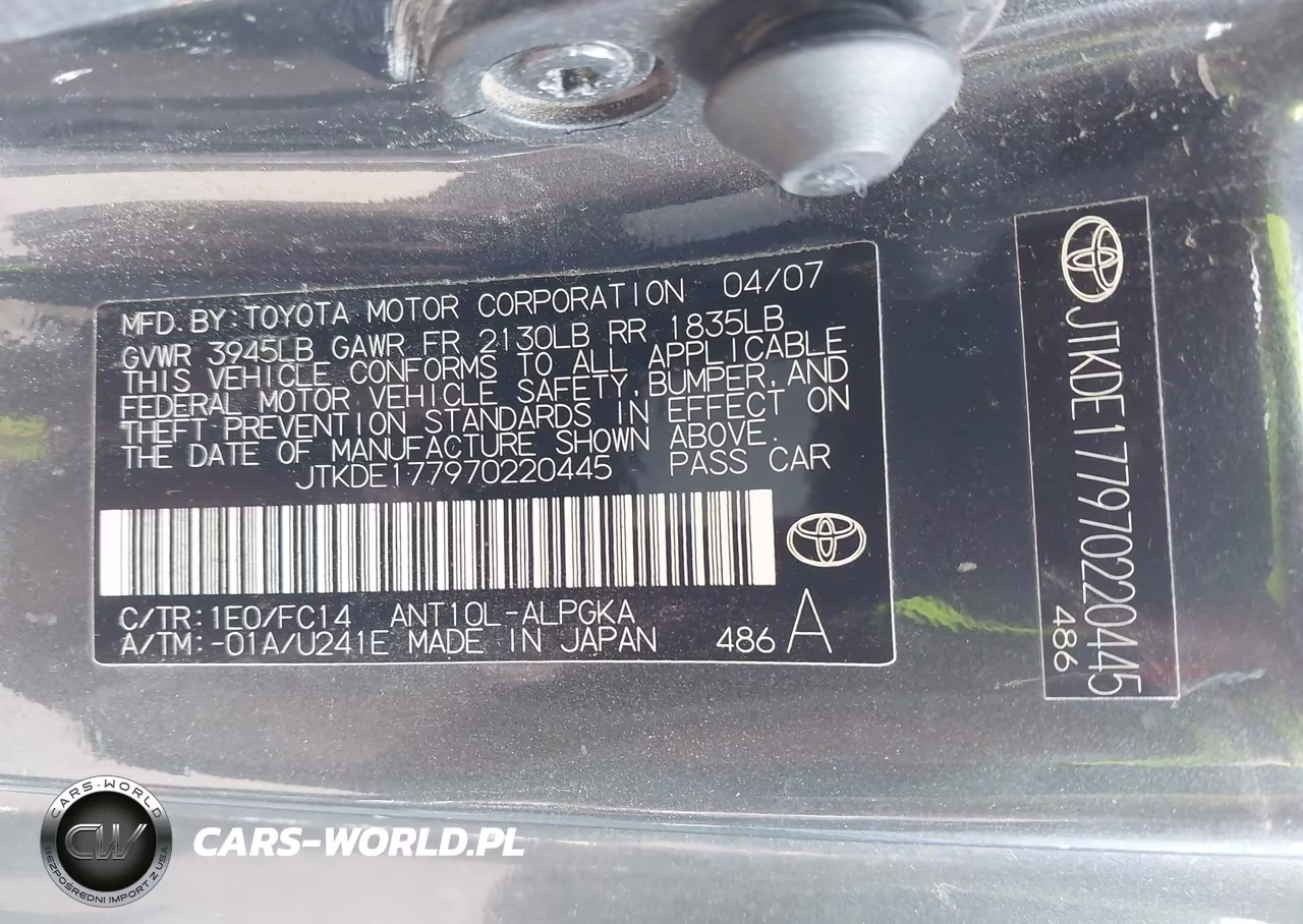 2007 Scion Tc VIN:JTKDE177970220445 - 9