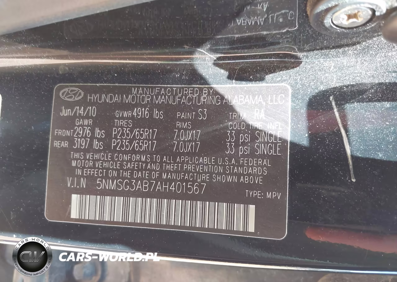 2010 Hyundai Santa Fe Gls VIN:5NMSG3AB7AH401567 - 9