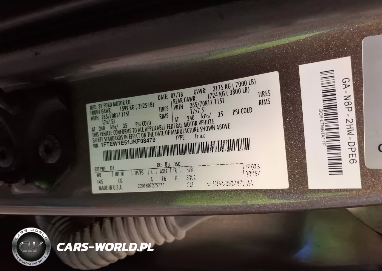 2018 Ford F-150 Xl VIN:1FTEW1E51JKF08479 - 9