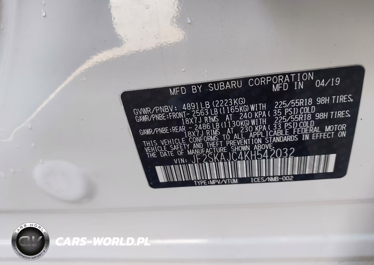 2019 Subaru Forester Sport VIN:JF2SKAJC4KH542032 - 9