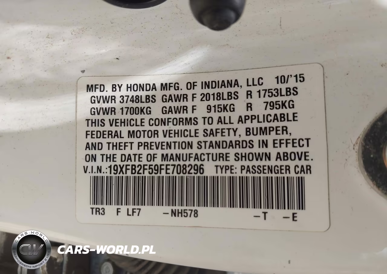 2015 Honda Civic Lx VIN:19XFB2F59FE708296 - 9