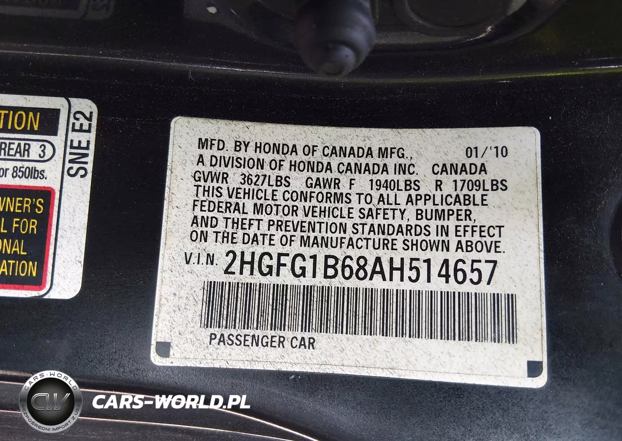 2010 Honda Civic Lx VIN:2HGFG1B68AH514657 - 9