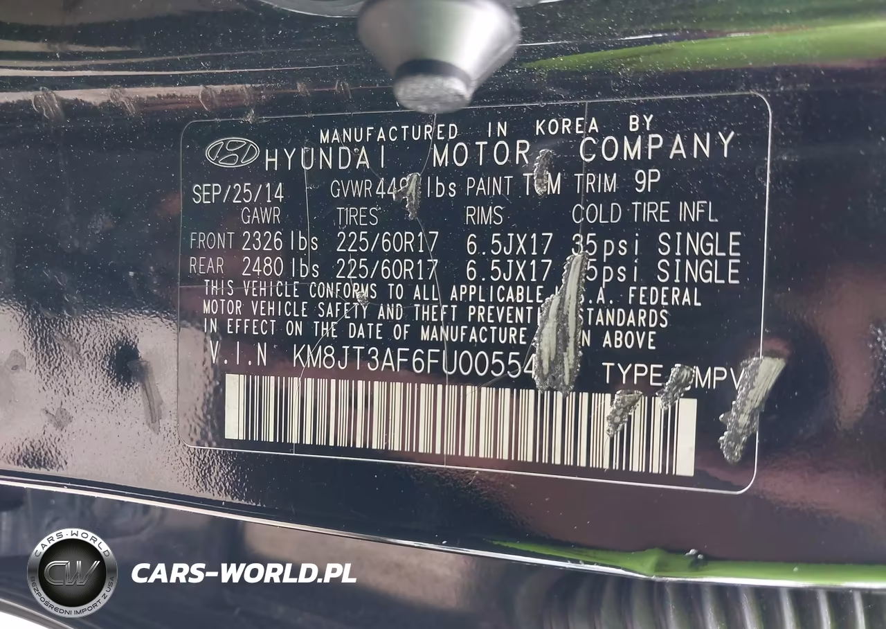2015 Hyundai Tucson Gls VIN:KM8JT3AF6FU005541 - 9