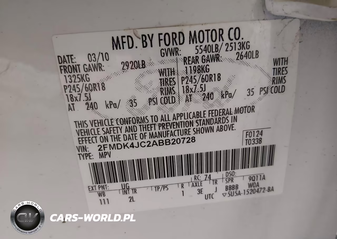 2010 Ford Edge Sel VIN:2FMDK4JC2ABB20728 - 9