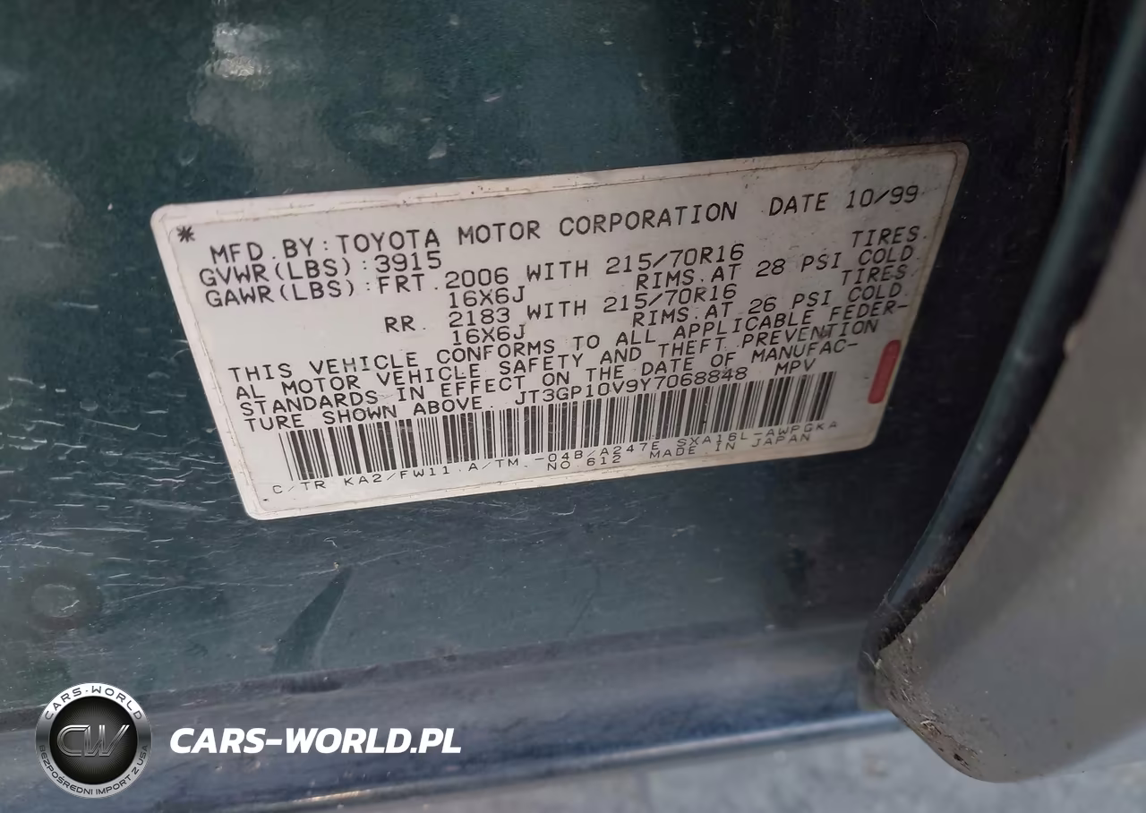 2000 Toyota Rav4 VIN:JT3GP10V9Y7068848 - 9