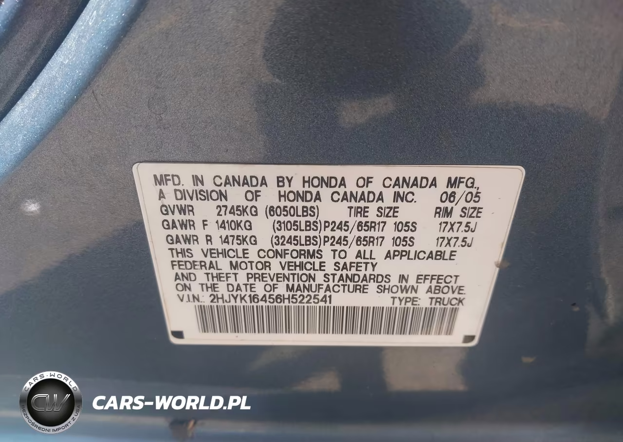 2006 Honda Ridgline VIN:2HJYK16456H522541 - 9