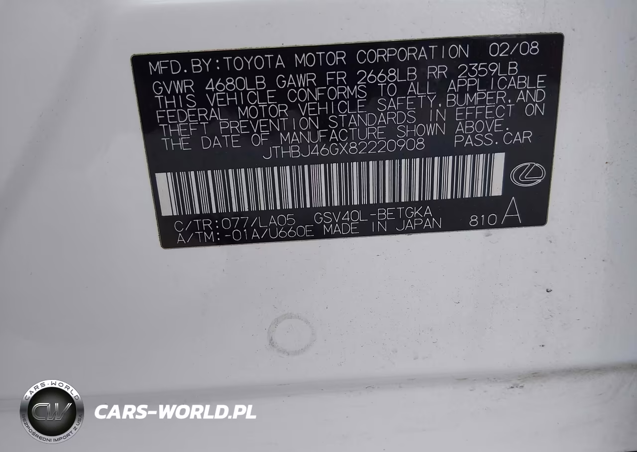 2008 Lexus Es 350 VIN:JTHBJ46GX82220908 - 9