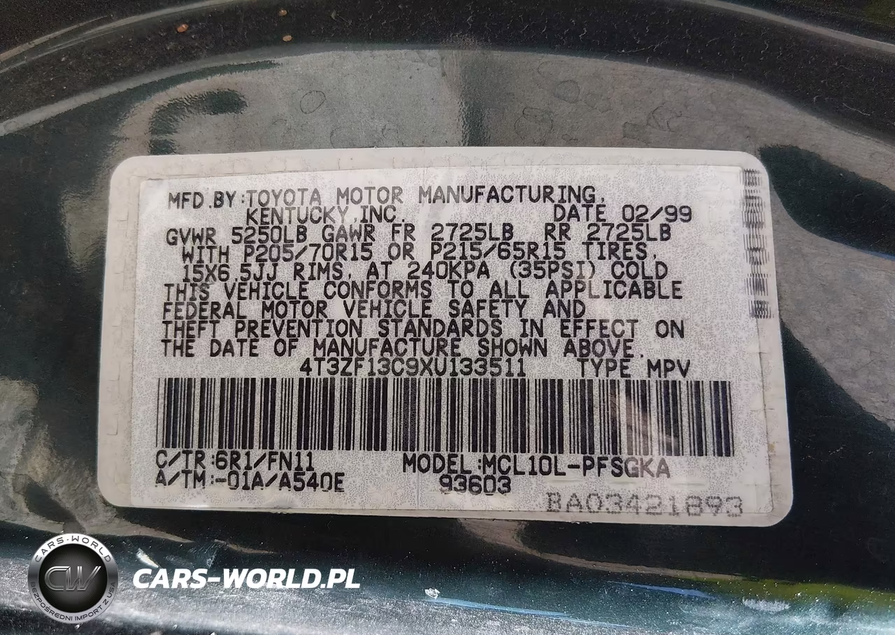 1999 Toyota Sienna Le VIN:4T3ZF13C9XU133511 - 9