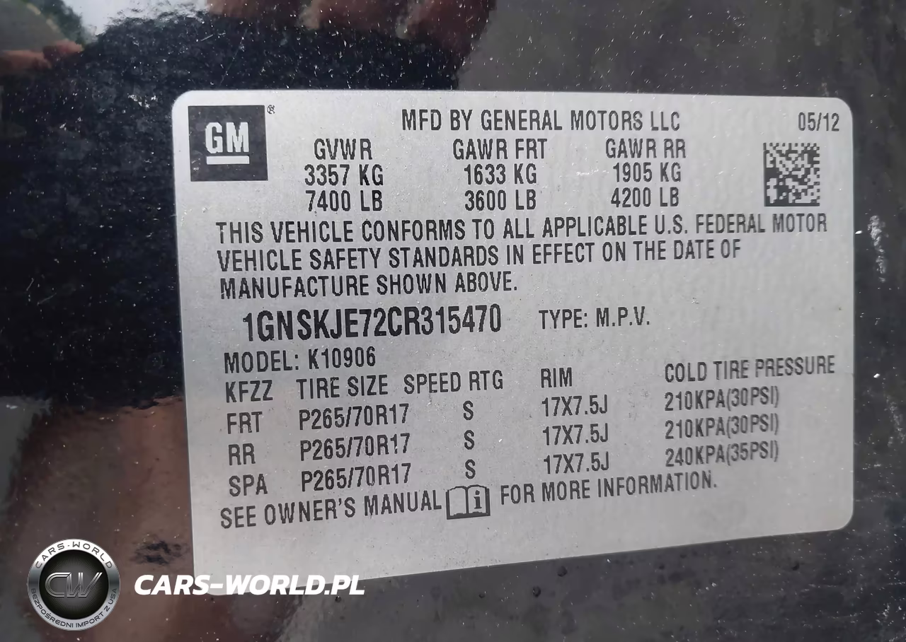 2012 Chevrolet Suburban Lt VIN:1GNSKJE72CR315470 - 9