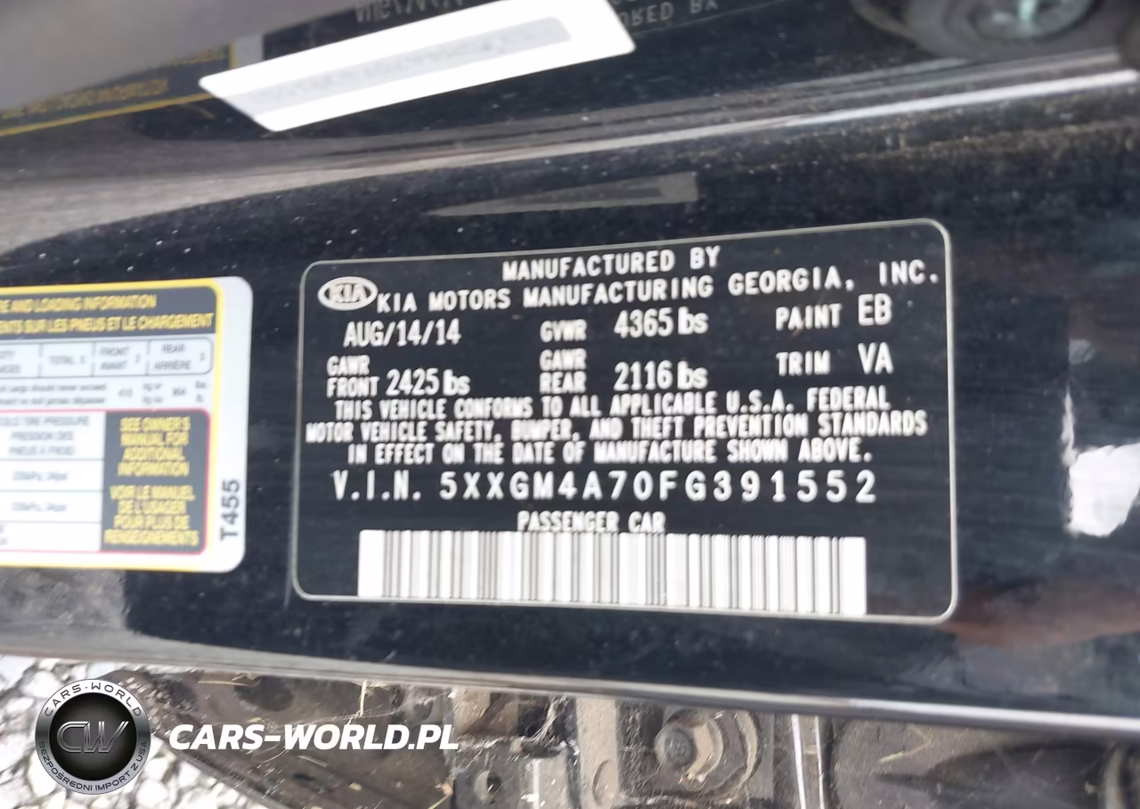 2015 Kia Optima Lx VIN:5XXGM4A70FG391552 - 9