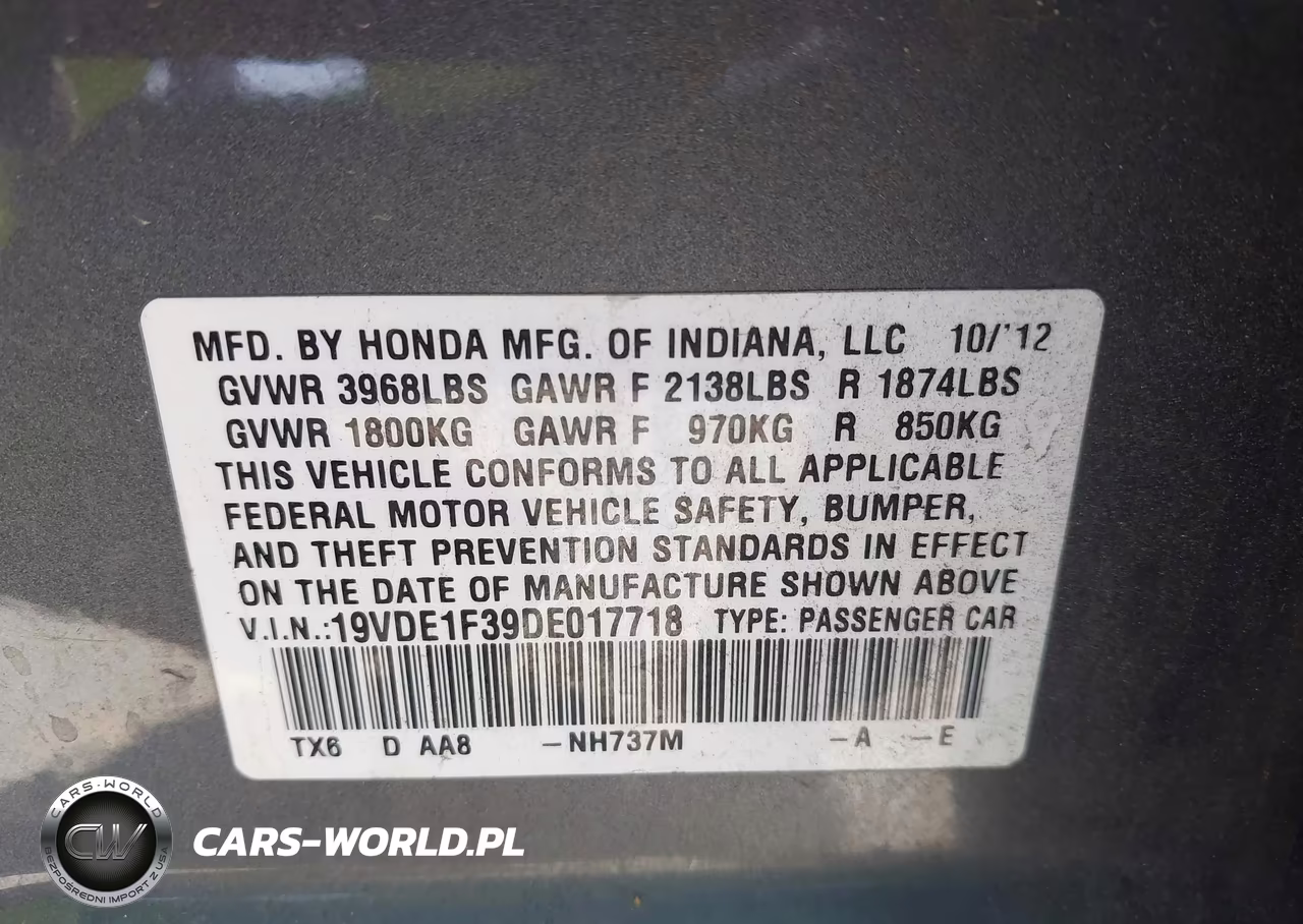 2013 Acura Ilx 2.0L VIN:19VDE1F39DE017718 - 9