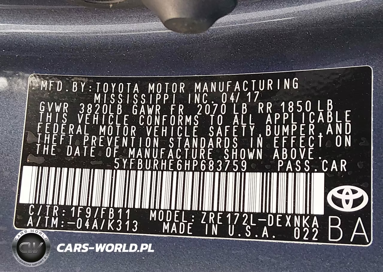2017 Toyota Corolla Le VIN:5YFBURHE6HP683759 - 9