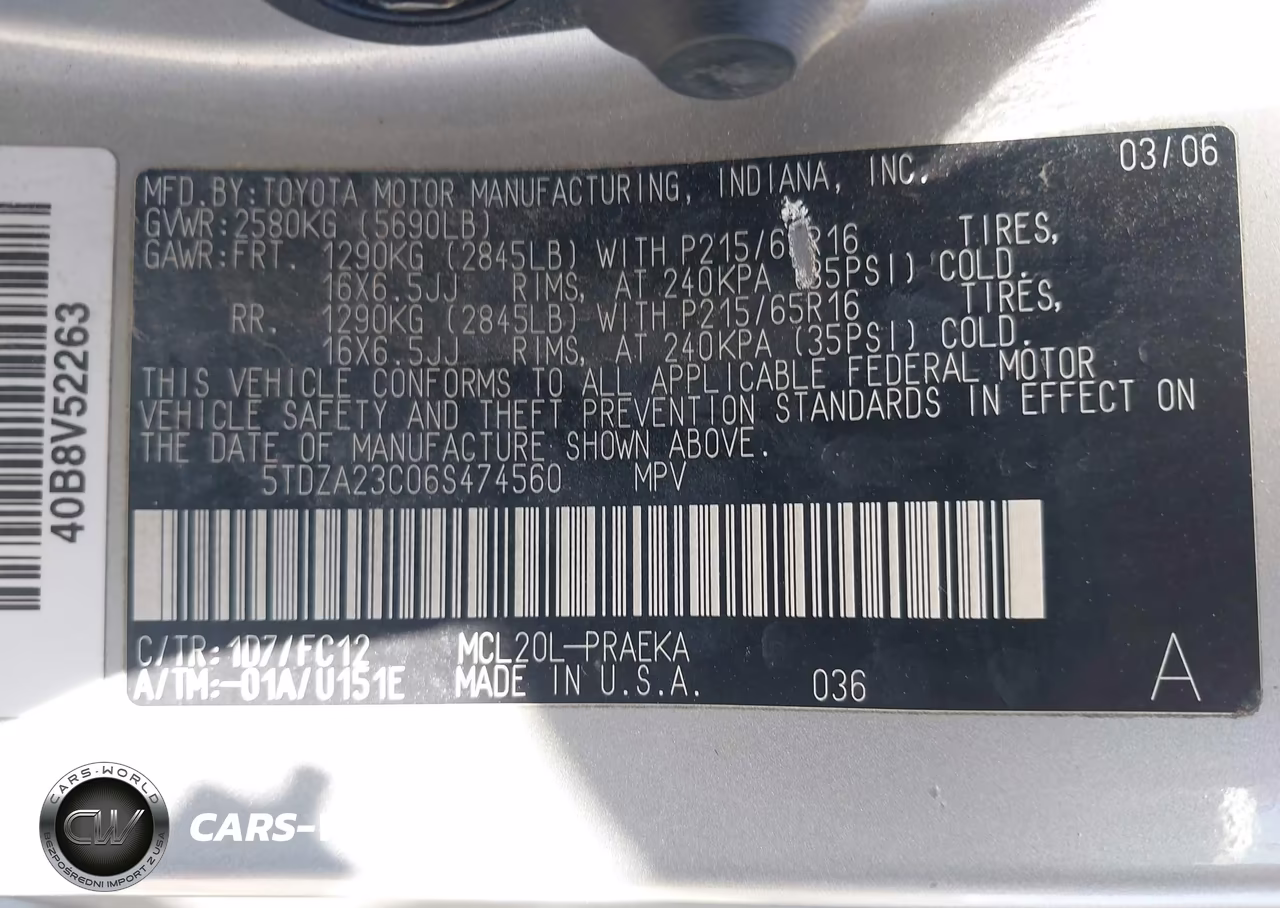 2006 Toyota Sienna Le VIN:5TDZA23C06S474560 - 9