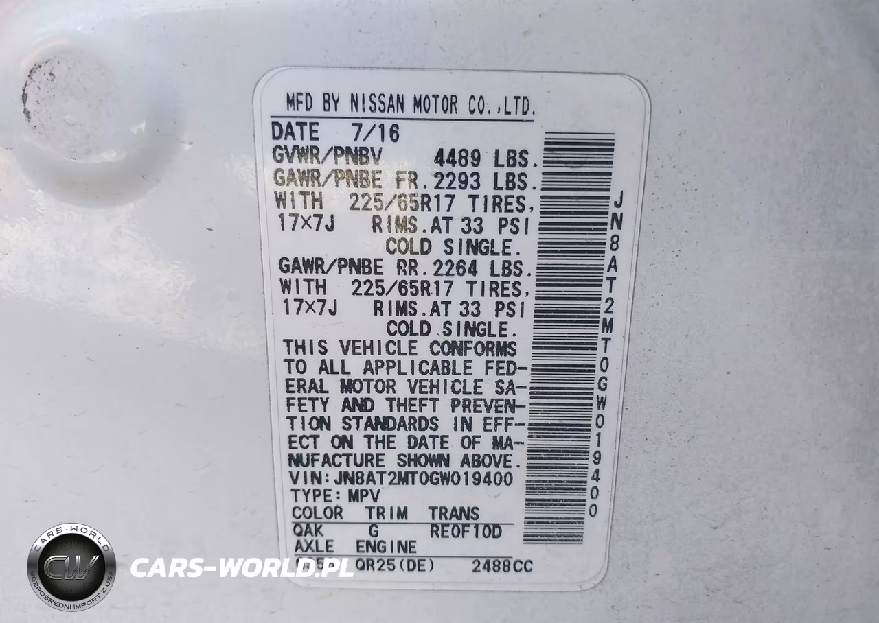 2016 Nissan Rogue Sv VIN:JN8AT2MT0GW019400 - 9