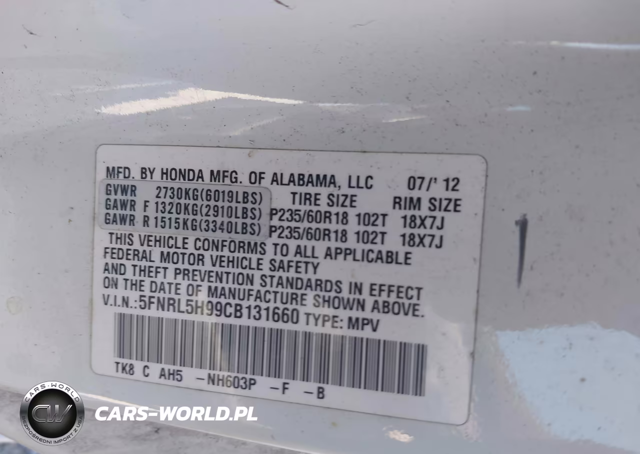 2012 Honda Odyssey Touring-Touring Elite VIN:5FNRL5H99CB131660 - 9
