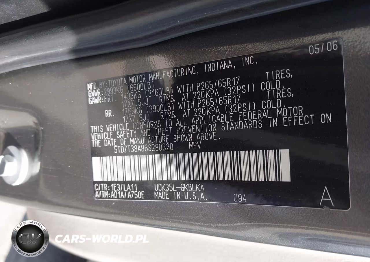 2006 Toyota Sequoia Limited V8 VIN:5TDZT38A86S280320 - 9