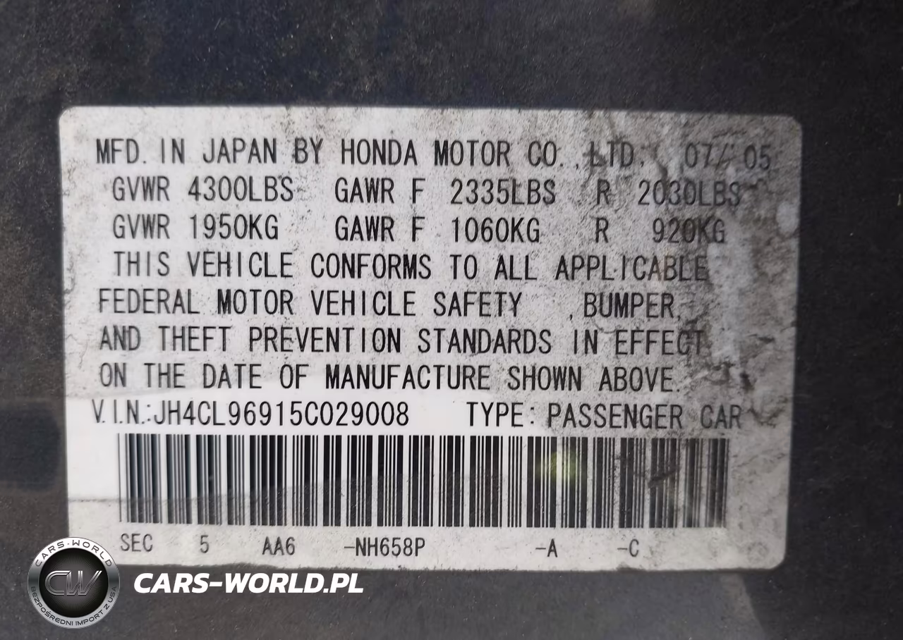 2005 Acura Tsx VIN:JH4CL96915C029008 - 9