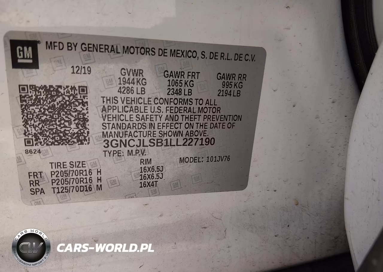 2020 Chevrolet Trax Fwd Lt VIN:3GNCJLSB1LL227190 - 9