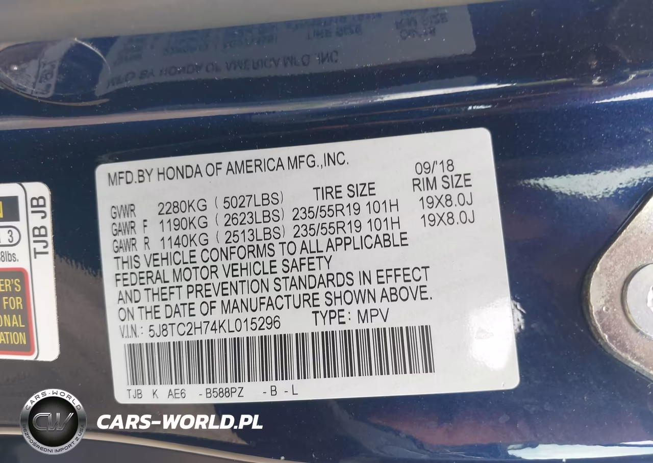 2019 Acura Rdx Advance Package VIN:5J8TC2H74KL015296 - 9