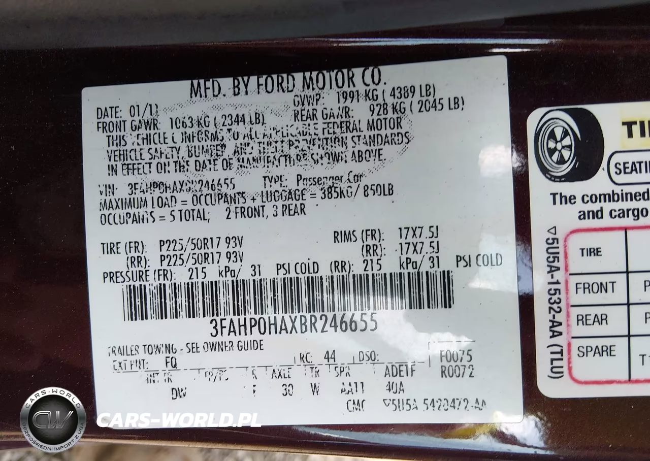 2011 Ford Fusion Se VIN:3FAHP0HAXBR246655 - 9