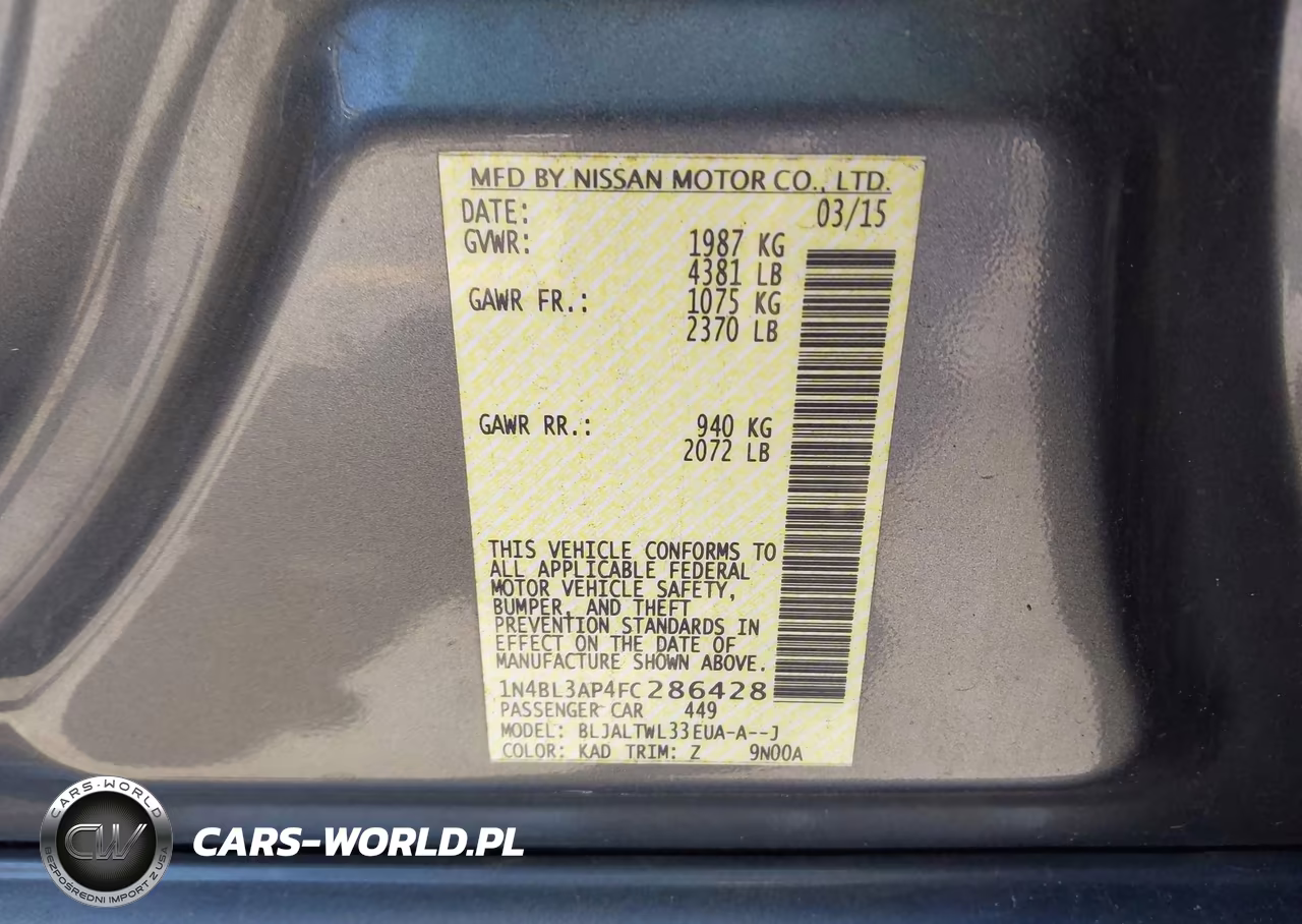 2015 Nissan Altima 3.5 Sl VIN:1N4BL3AP4FC286428 - 9