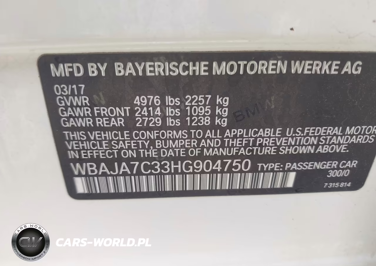 2017 BMW 530I xDrive VIN:WBAJA7C33HG904750 - 9