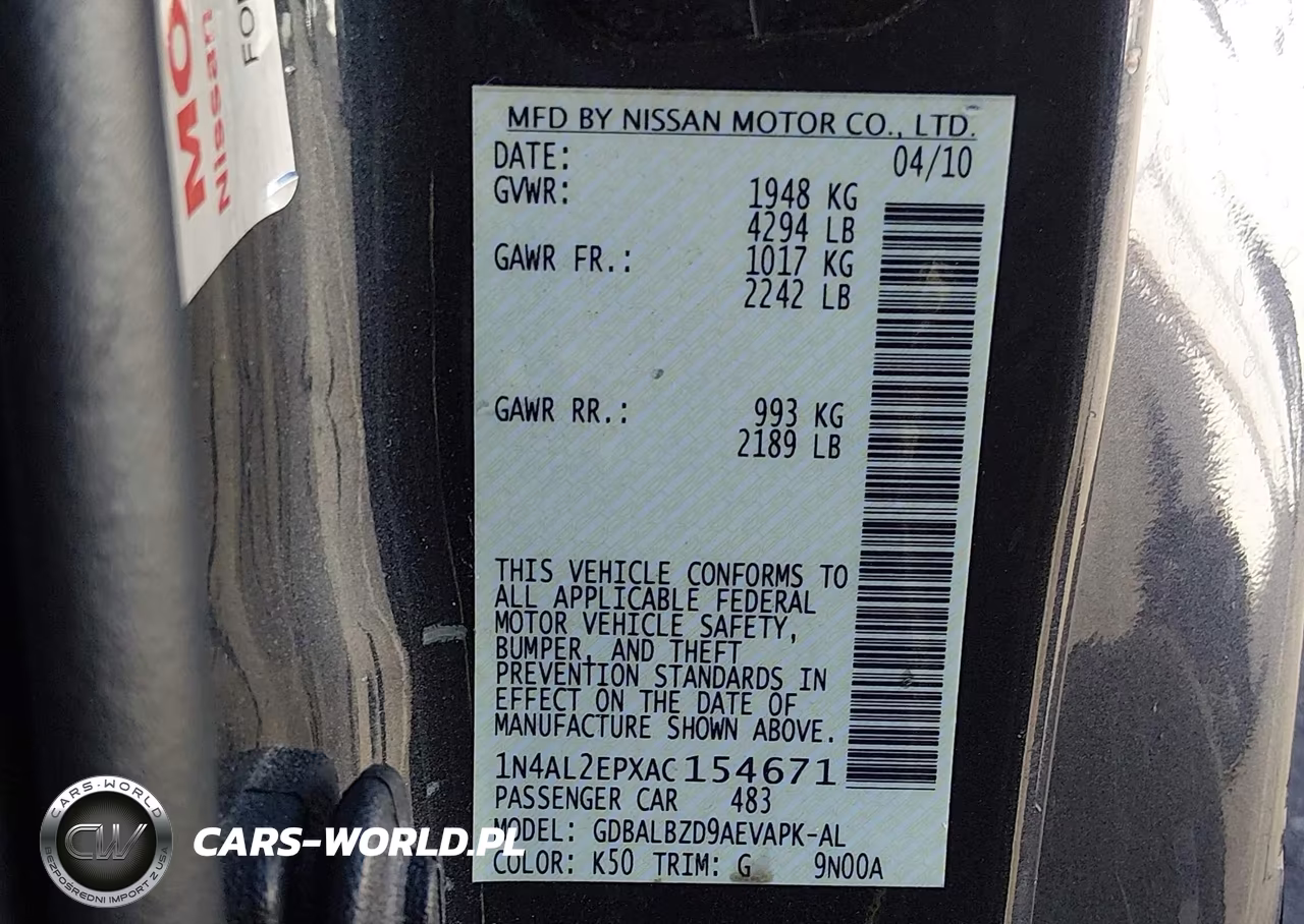 2010 Nissan Altima S VIN:1N4AL2EPXAC154671 - 9