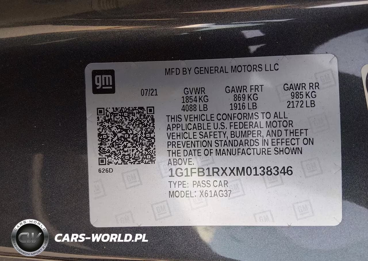 2021 Chevrolet Camaro Rwd 1Ls VIN:1G1FB1RXXM0138346 - 9
