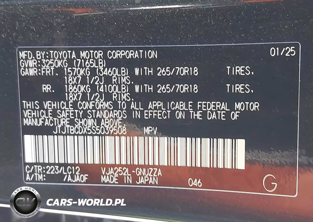 2025 Lexus Gx 550 Overtrail VIN:JTJTBCDX5S5039508 - 9