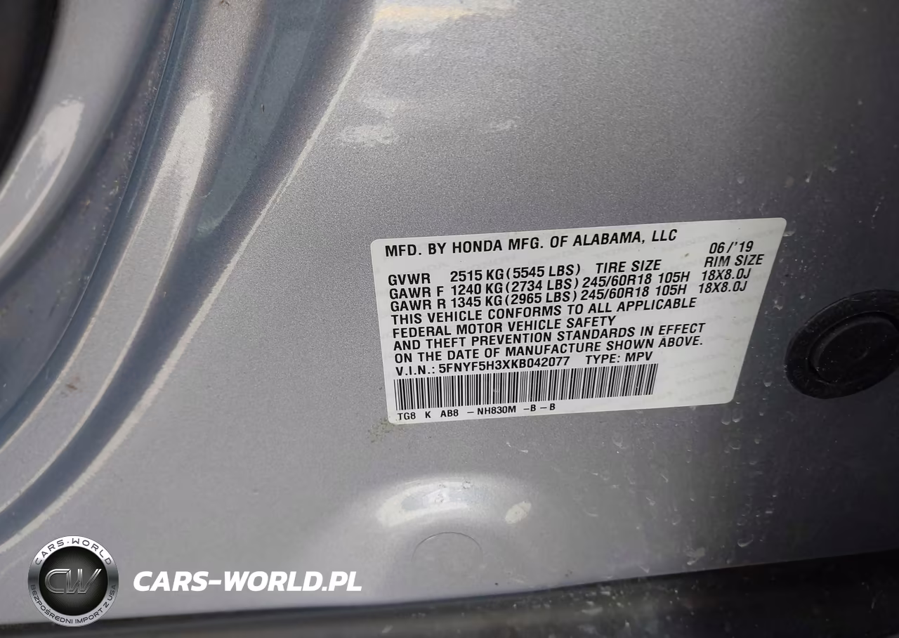 2019 Honda Pilot Ex VIN:5FNYF5H3XKB042077 - 9
