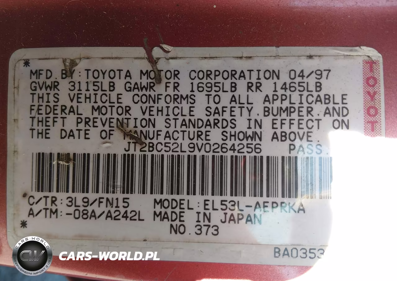 1997 Toyota Tercel Ce VIN:JT2BC52L9V0264256 - 9