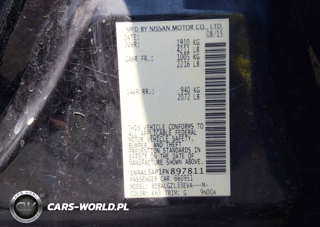 2015 Nissan Altima 2.5 S VIN:1N4AL3AP1FN897811 - 9