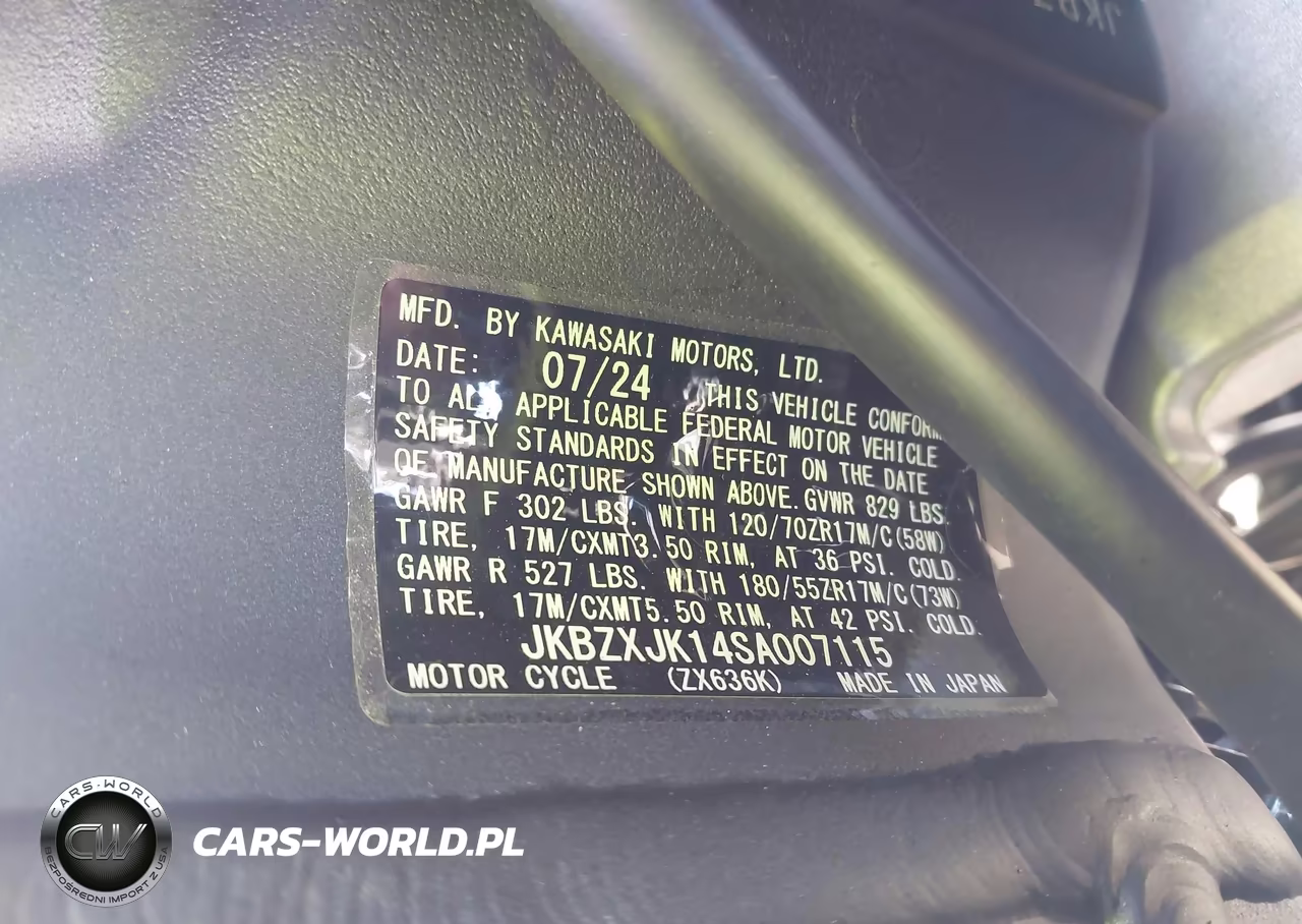2025 Kawasaki Zx636 K VIN:JKBZXJK14SA007115 - 10