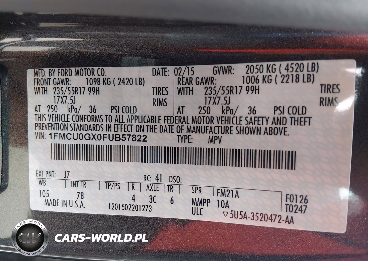 2015 Ford Escape Se VIN:1FMCU0GX0FUB57822 - 9