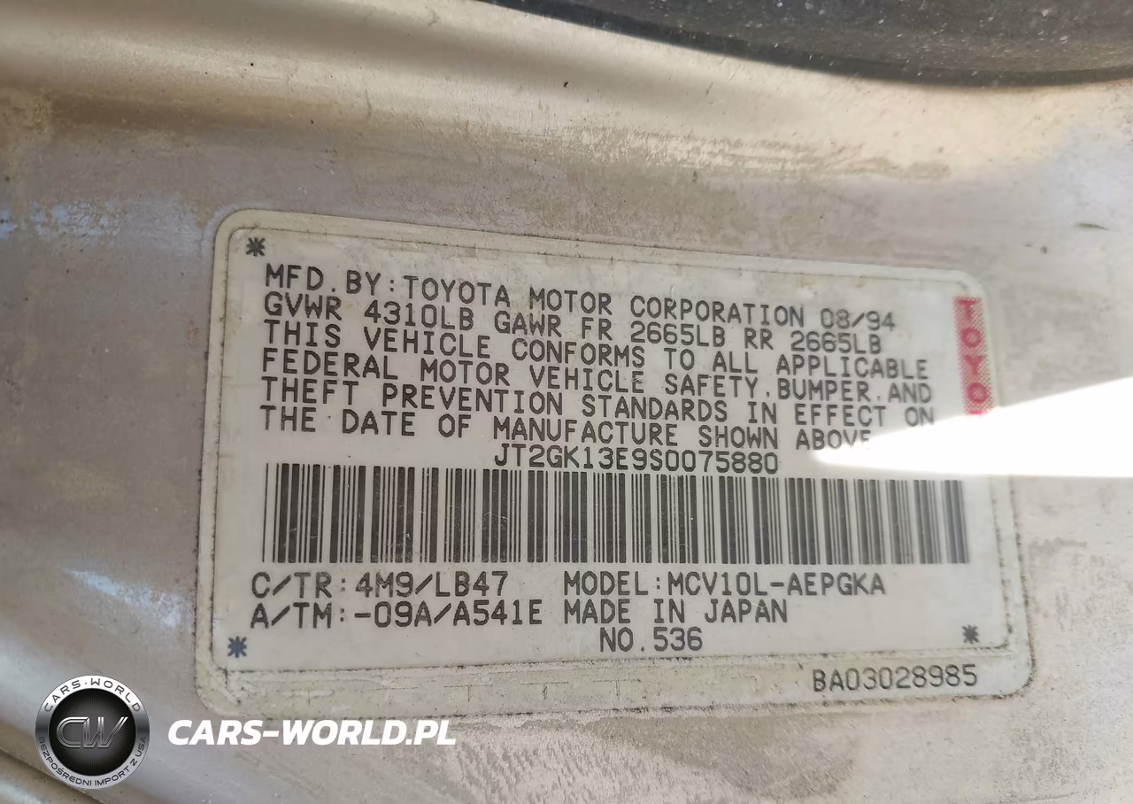 1995 Toyota Camry Xle VIN:JT2GK13E9S0075880 - 9