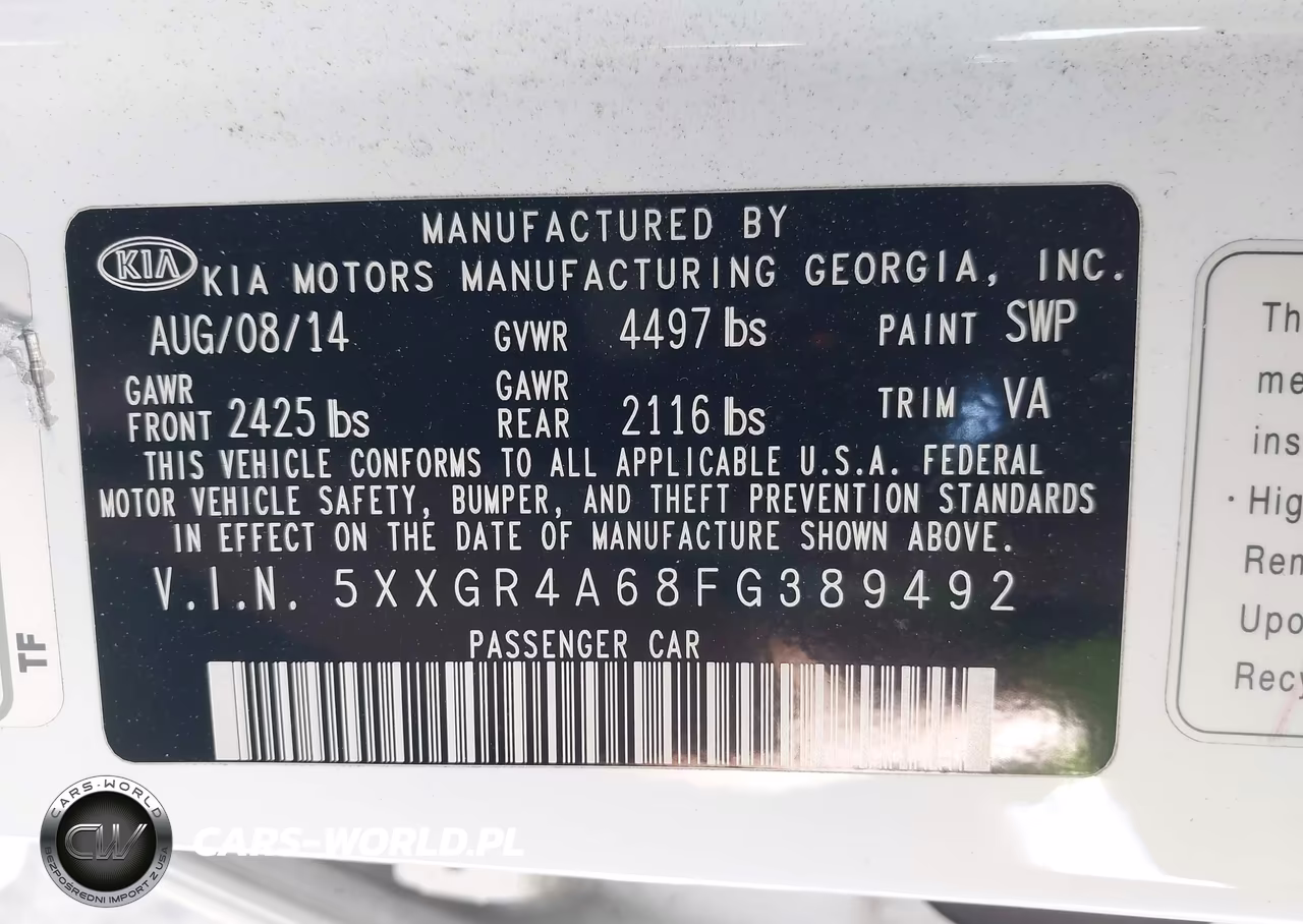 2015 Kia Optima Sx Turbo VIN:5XXGR4A68FG389492 - 9