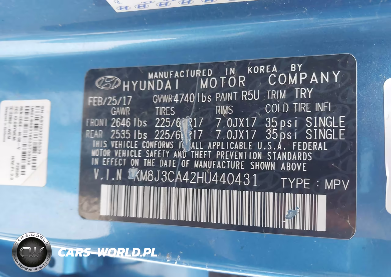 2017 Hyundai Tucson Se Plus VIN:KM8J3CA42HU440431 - 9