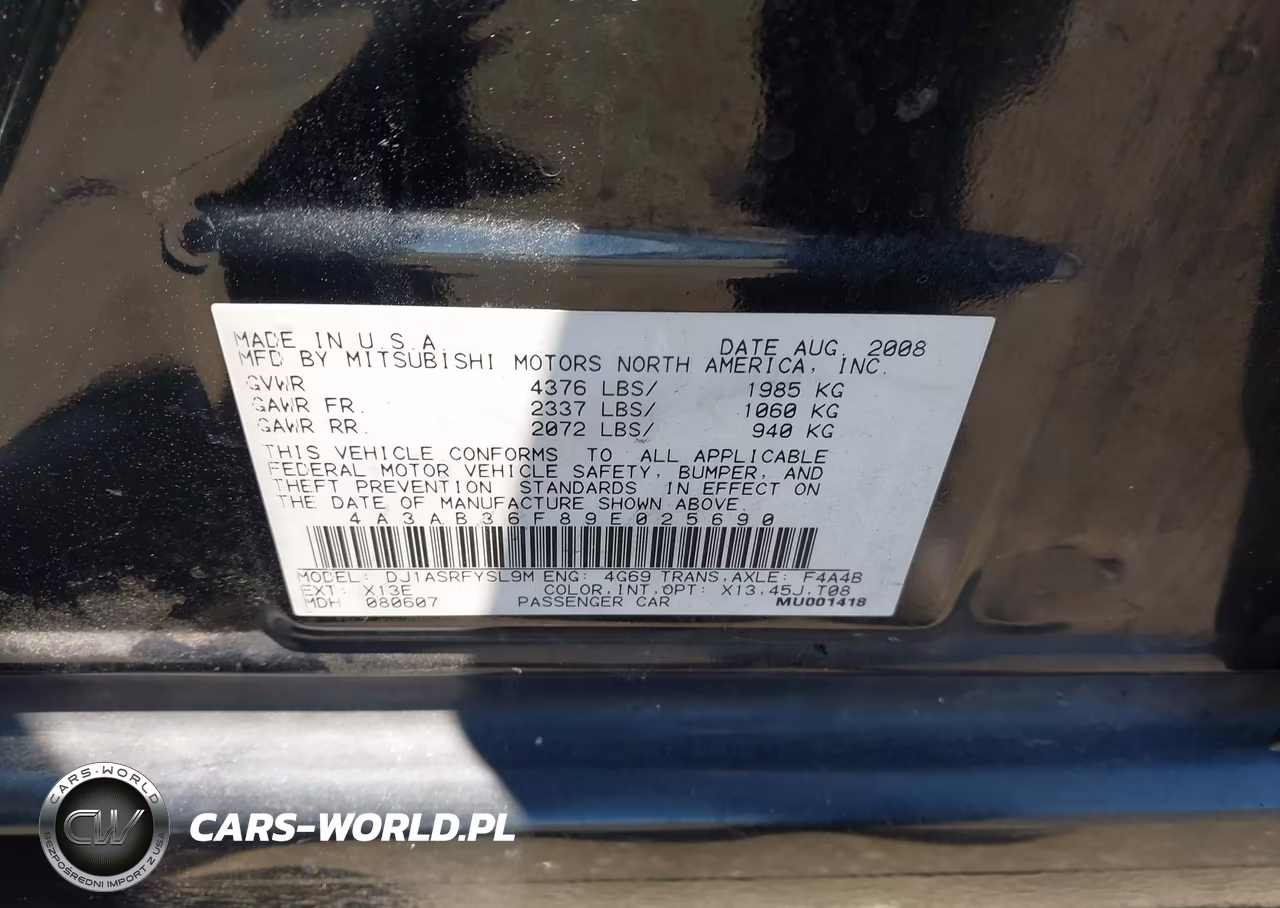 2009 Mitsubishi Galant Es-Sport Edition VIN:4A3AB36F89E025690 - 9