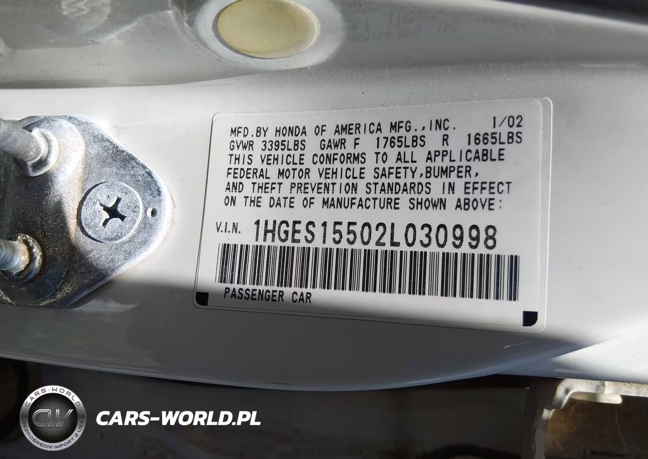 2002 Honda Civic Lx VIN:1HGES15502L030998 - 9