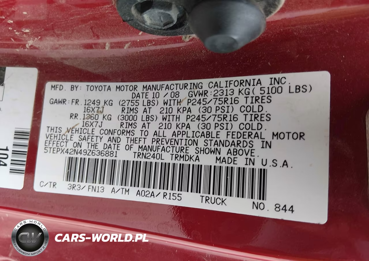 2009 Toyota Tacoma VIN:5TEPX42N49Z636881 - 9