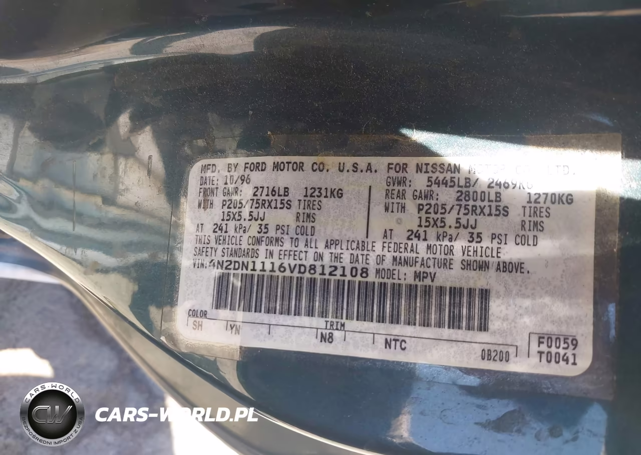 1997 Nissan Quest Gxe-Xe VIN:4N2DN1116VD812108 - 9
