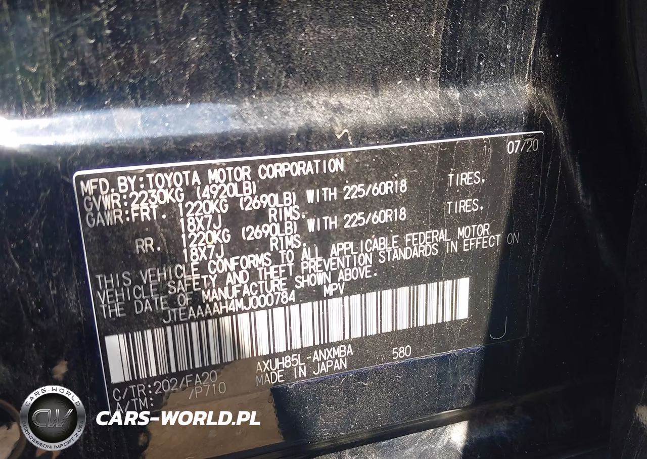 2021 Toyota Venza Le VIN:JTEAAAAH4MJ000784 - 9