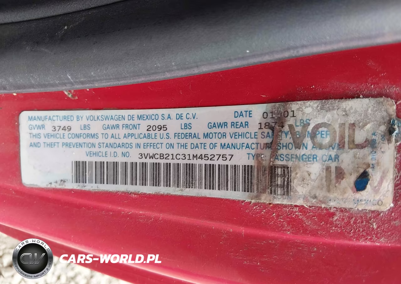 2001 Volkswagen New Beetle Gls VIN:3VWCB21C31M452757 - 9