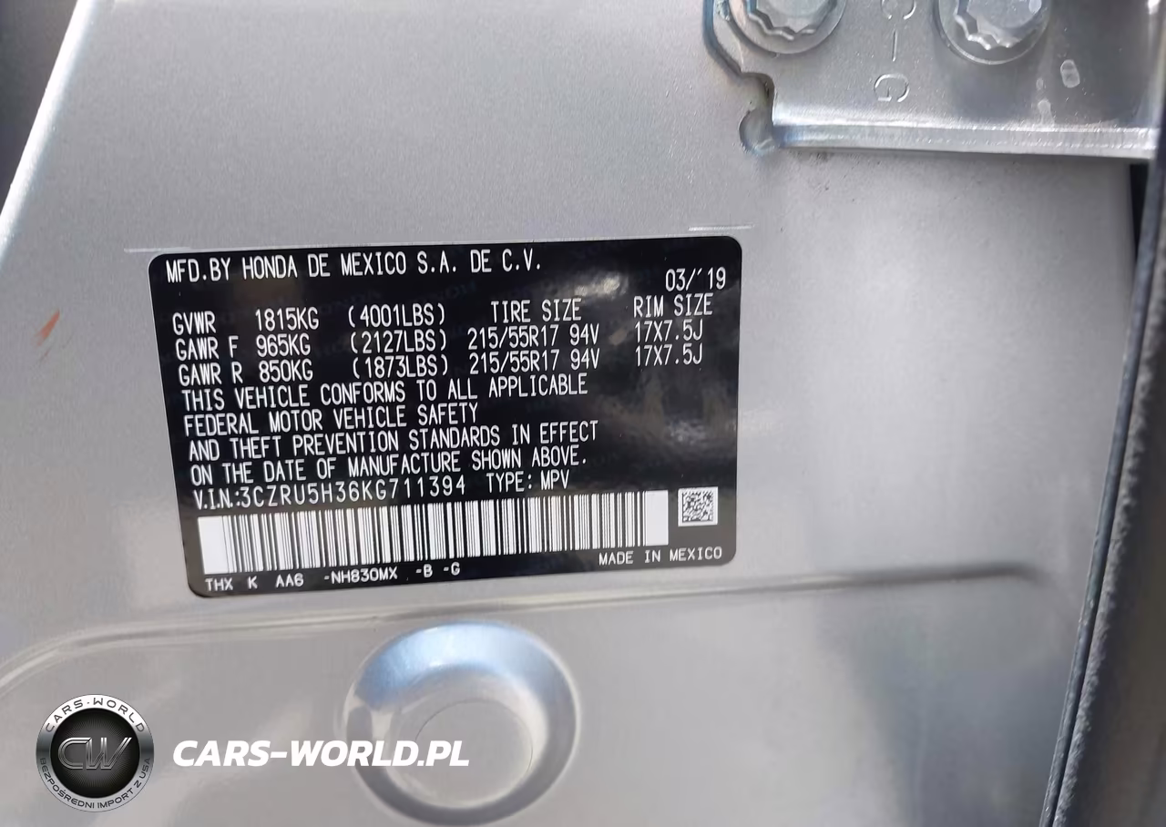 2019 Honda Hr-V Lx VIN:3CZRU5H36KG711394 - 9