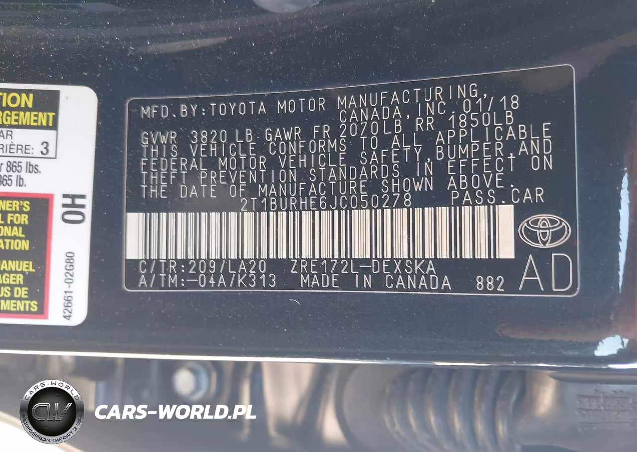 2018 Toyota Corolla Xse VIN:2T1BURHE6JC050278 - 9